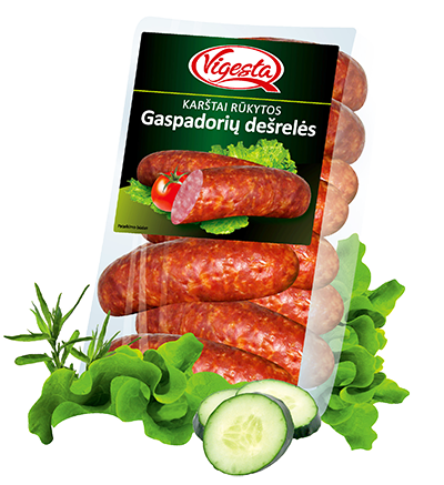 Karštai rūkytos GASPADORIAUS MEDŽIOTOJŲ dešrelės, a. r., 1 kg Karštai rūkytos GASPADORIAUS MEDŽIOTOJŲ dešrelės, a. r., 1 kg